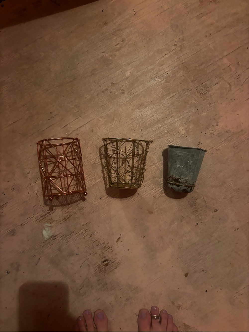 3 Decorative Wire Plant Holders Set - Copper, Gold, Gray